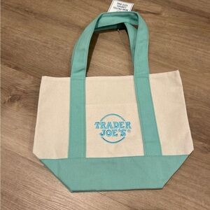 NWT Trader Joe’s Green and Cream Canvas Tote Bag